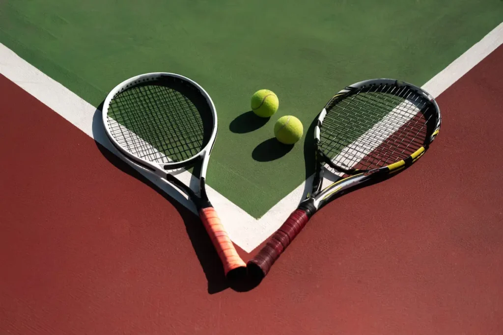Due racchette da tennis incrociate con palline su un campo: immagine guida scommesse tennis live