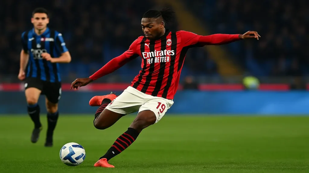 Giocatore del Milan in azione partita Atalanta - Milan.