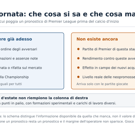 Pronostici prima giornata Premier League: cosa guardare quando non c’è ancora uno storico